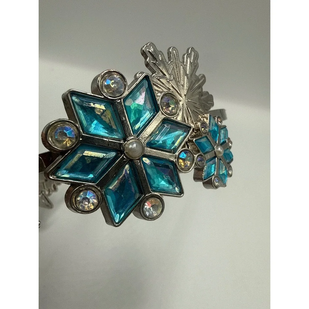 Disney Frozen Elsa Snowflake Tiara Headband Silver Tone Blue Gems‎ Euro Disney